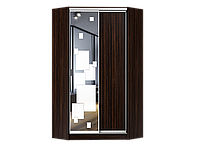 Шафа-Купе Кутова корпус ДСП Зебрано темний, одні двері дзеркало з піскоструем 52 (Luxe-Studio TM)
