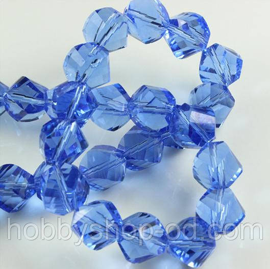 Бусини кручені 6 мм сині (84 шт.) з огранкою, фото 1