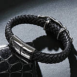Шкіряний браслет «Jaguar» шкіра та титанова сталь 18-20 см, фото 3