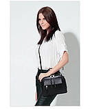 Сумка шкіряна жіноча стильна. Сумочка з натуральної шкіри (чорна), фото 3