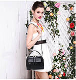 Сумка шкіряна жіноча стильна. Сумочка з натуральної шкіри (чорна), фото 4