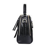 Сумка шкіряна жіноча стильна. Сумочка з натуральної шкіри (чорна), фото 5