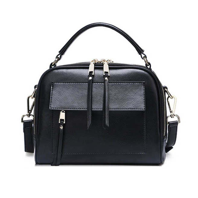 Сумка шкіряна жіноча стильна. Сумочка з натуральної шкіри (чорна), фото 1