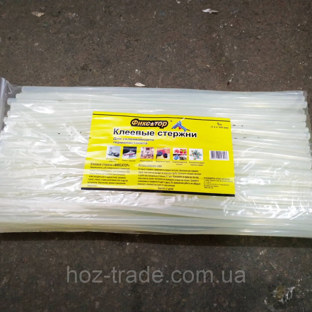 Клейові стрижні Фіксатор прозорі 7,2 мм./300 мм (1 кг.)