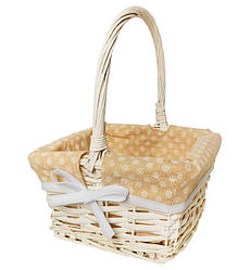 Плетений кошик з лози квадратний, колір білий