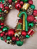 Новорічний, різдвяний вінок на двері 30 см, фото 3