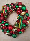 Новорічний, різдвяний вінок на двері 30 см, фото 4