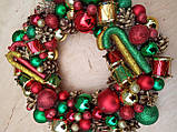 Новорічний, різдвяний вінок на двері 30 см, фото 5