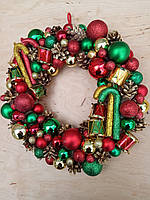 Новорічний, різдвяний вінок на двері 30 см