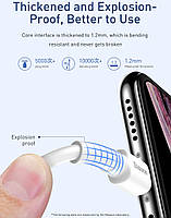 Кабель швидкої зарядки Baseus 3A for Iphone White, довжина - 100 см (CALSW-B02), фото 4
