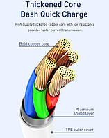 Кабель швидкої зарядки Baseus USB to Micro-USB 2.4A White, довжина - 100 см (CAMSW-02), фото 3