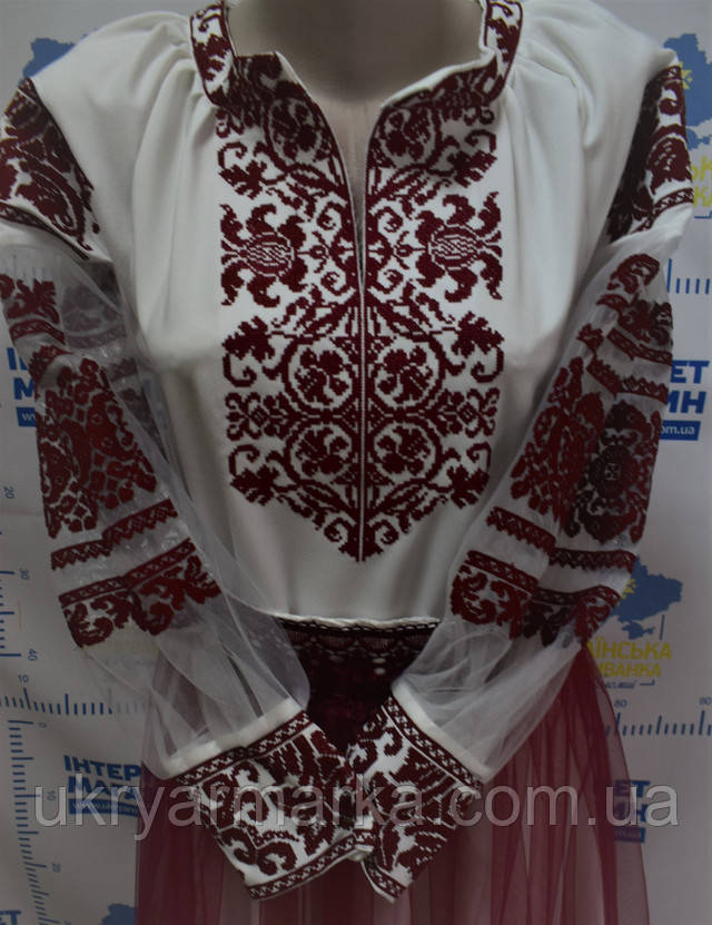 вишита сукня довга на креповій тканині