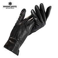 Перчатки мужские кожаные зимние утепленные, 50 размер (черные)