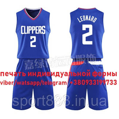 Баскетбольна форма синя Leonard No2 (майка + шорти) команда  Los Angeles Clippers, фото 1