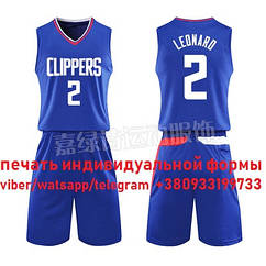Баскетбольна форма синя Leonard No2 (майка + шорти) команда  Los Angeles Clippers