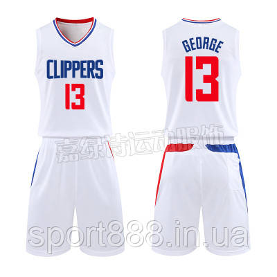 Баскетбольна форма біла George No13 (майка + шорти) команда  Los Angeles Clippers, фото 1