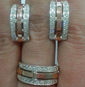 Комплект Доля з срібла 925 проби з золотими вставками 375 проби