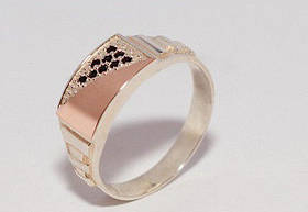 Чоловіча печатка 925 проби з вставкою золота 375 проби