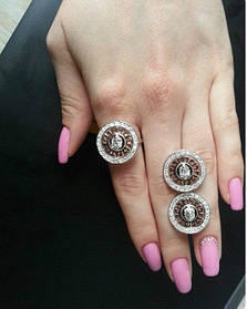 Гарнітур Версаче сережки + каблучка срібло 925 проби із вставками золота 375 проби з цирконами