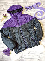 Куртка Demix для мальчика черно-фиолетового цвета на рост 164 см