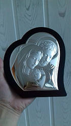 Срібна Ікона на дерев'яній основі "Свята Сім'я" Valenti (15 x 17,5 см)