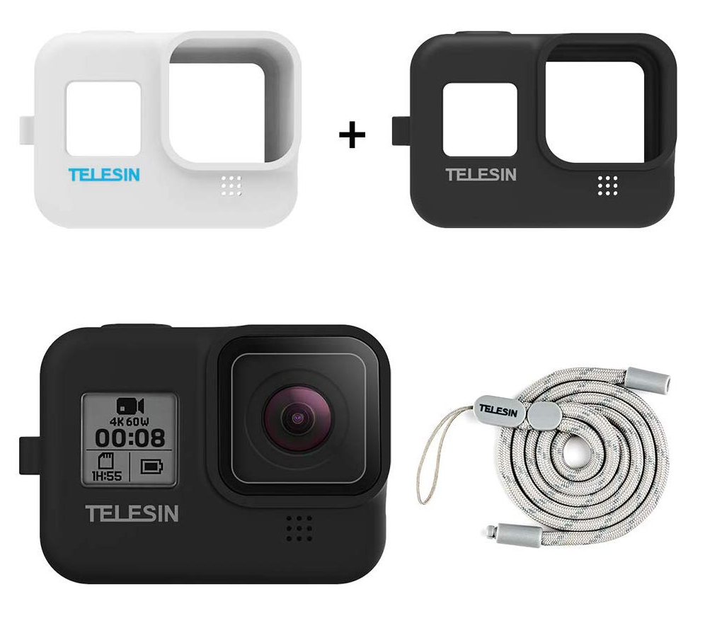 Комплект силікнових чохлів Telesin для GoPro HERO8 Black зі страхувальним ремінцем