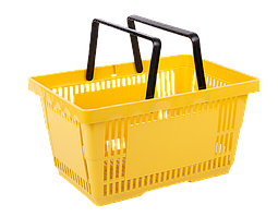 Кошик покупця для супермаркетів жовтий та ін.
