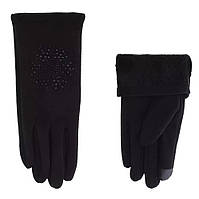 Рукавички жіночі комбіновані Grace 568 S (6.5) замш х/б матеріал сенсорні чорні