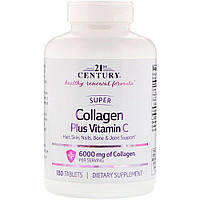 Колаген Super Collagen Plus Vitamin C 21st Century, 6000 mg, 180 Tablets