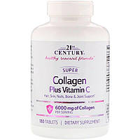 Колаген Super Collagen Plus Vitamin C 21st Century, 6000 mg, 180 Tablets