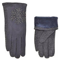 Рукавички жіночі комбіновані Grace 568 XS (6) замш х/б матеріал сірі