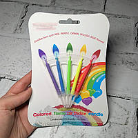 Свічки в торт на підставках Різнобарвні вогні 5 шт. 641365