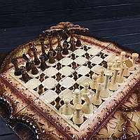 Шахи, нарди оформлені унікальним різьбленням, 60*30*8см, арт.191304
