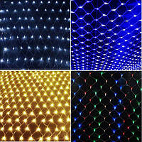 Новогодняя LED гирлянда сетка 3*0.8 м. (синяя,желтая,мультицвет)