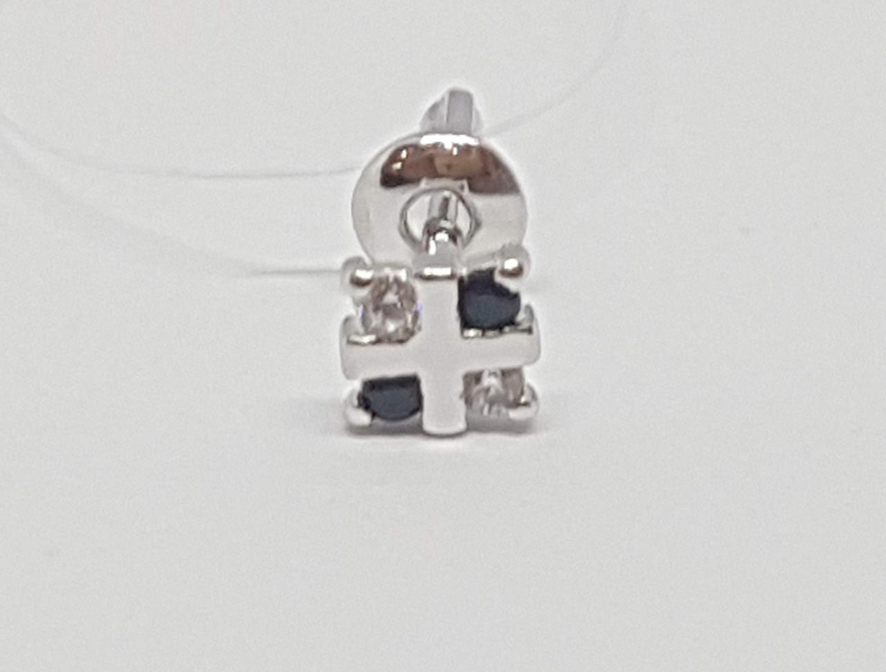 Срібна пуссета з фіанітами.   3009.2С