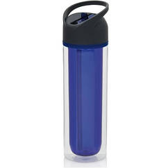 Пляшка для води спортивна Loooqs Tritan 360 мл з подвійними стінками і трубочкою Синій