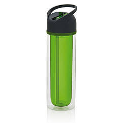 Пляшка для води спортивна Loooqs Tritan 360 мл з подвійними стінками і трубочкою Зелений