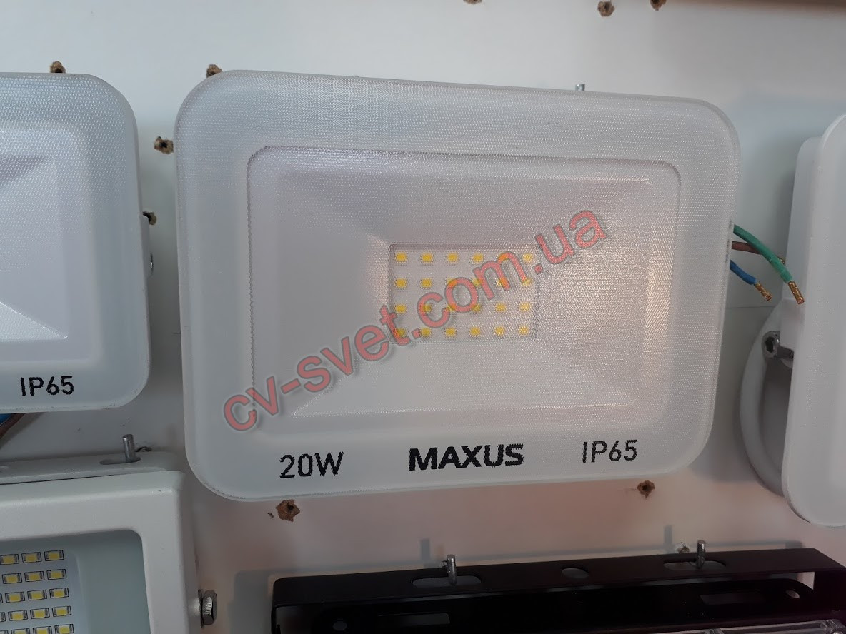 Світлодіодний прожектор 20 вт LED 20w MAXUS 1-MFL-02-2050, 5000K білий корпус