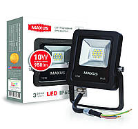 Світлодіодний прожектор 10 вт, LED 10w MAXUS 1-MFL-01-1050, 5000K чорний корпус