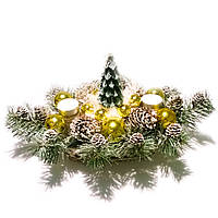 Новорічна екібана "Корзина велика" золотий