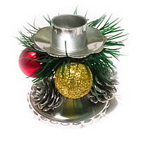 Новорічний підсвічник глянцевий срібний
