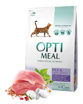 Сухий корм Optimeal Оптимил для дорослих кішок з ефектом виведення шерсті качка, 10 кг