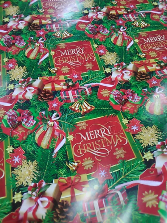 Пакувальний папір новорічна MERRY CHRISTMAS розмір 1 метр 70 см 1 шт, фото 1