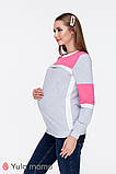 Модний світшот для вагітних та годування SAVERINE SW-39.012, сірий з рожевим, фото 2