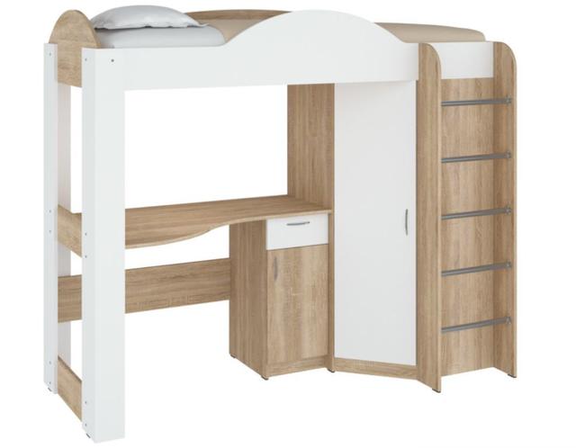 Кровать чердак Орбита ДСП дуб сонома+белый Кровать чердак Орбита ДСП дуб сонома+белый