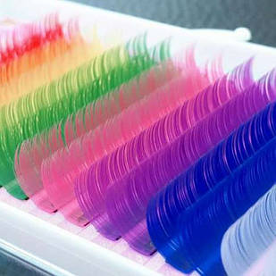 Вії Delightful Lashes Elite на стрічці 3 кольори (Cелений, синій, буCковий) MIX