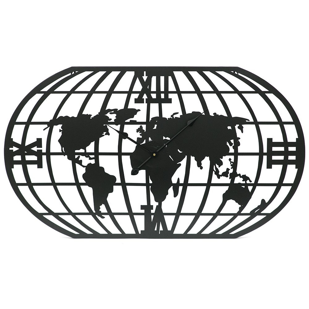 Настінний годинник із мапою світу 100x60 см World map