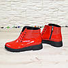 Черевики жіночі червоні лакові на товстій підошві, фото 6