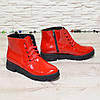 Черевики жіночі червоні лакові на товстій підошві, фото 7
