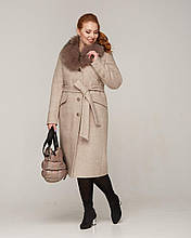 Жіноче зимове пальто класика з хутром М-5093